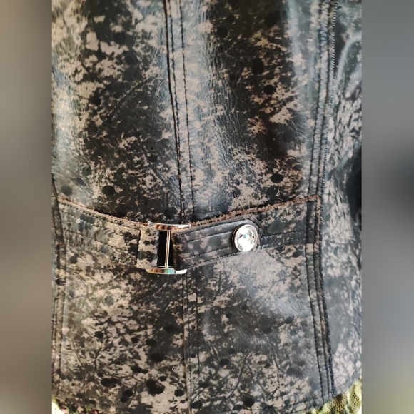 H&D Leather Denim Jacket M/L brown antique Moto - Picture 9 of 10